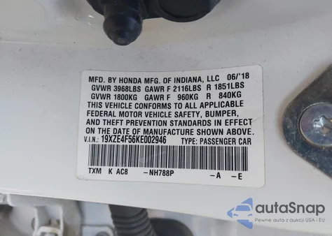 2019 Honda Insight Ex from USA, damaged, VIN 19XZE4F56KE002946
